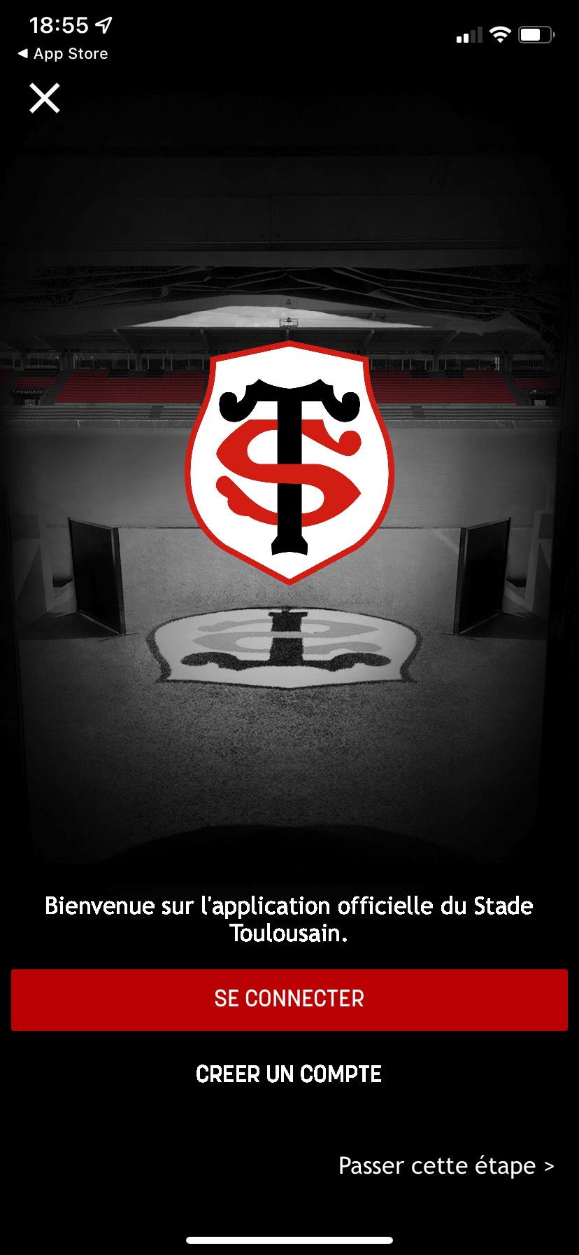 Application mobile Stade Toulousain Connexion