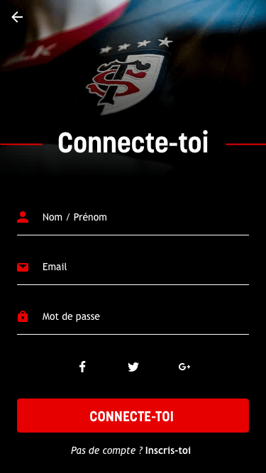 Refonte de l'application mobile Stade Toulousain connexion