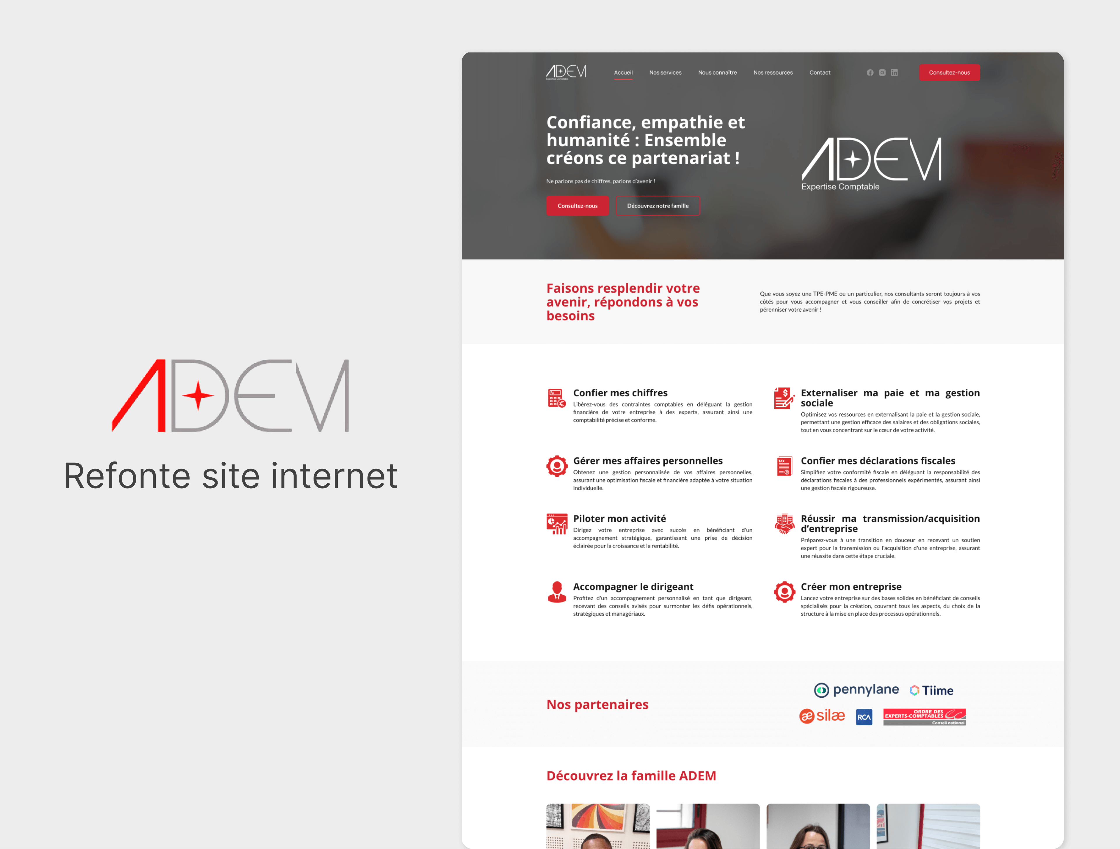 Image du site internet avec le logo d'ADEM Expertise - Refonte site internet - ADEM Expertise - Laetitia Digard